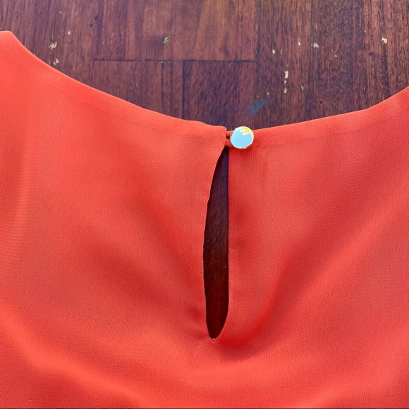 SOLD——CALVIN KLEIN Orange Ruffle Pleated Tank Blouse - Picture 8 of 9